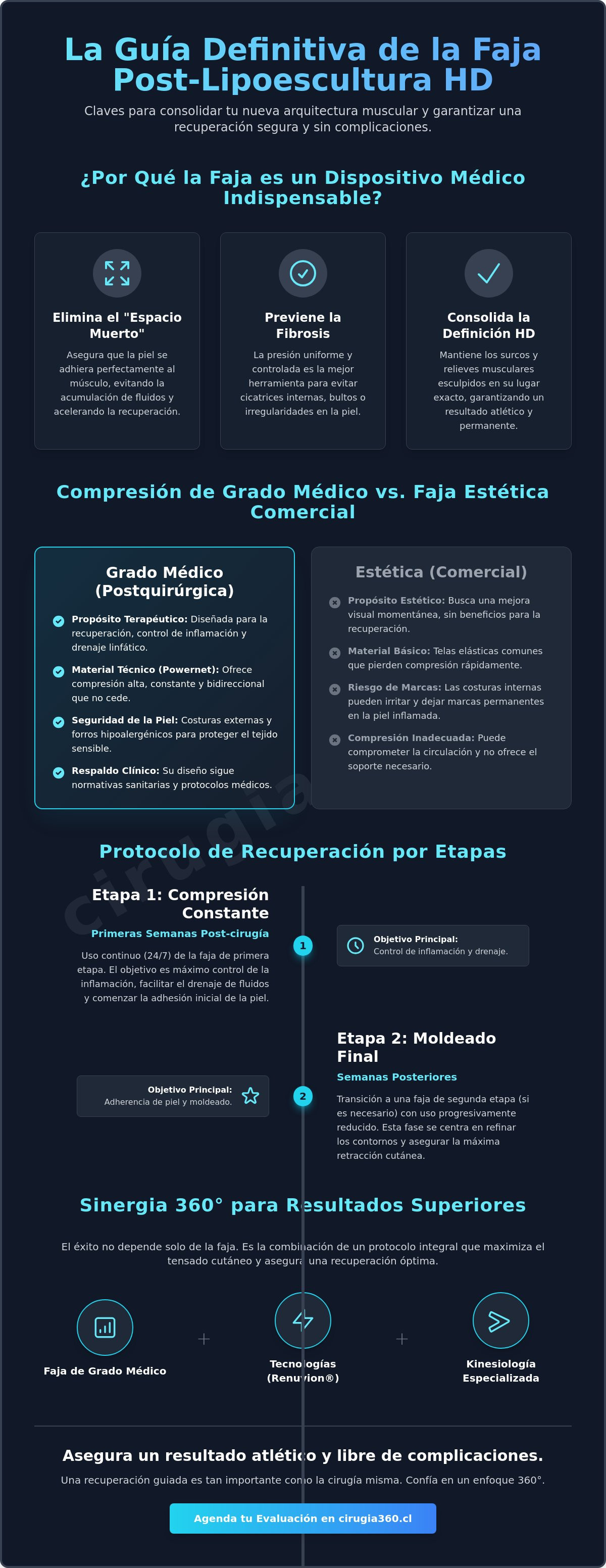 Infografia de Faja para Lipoescultura de Alta Definición: Guía Médica de Recuperación 2026