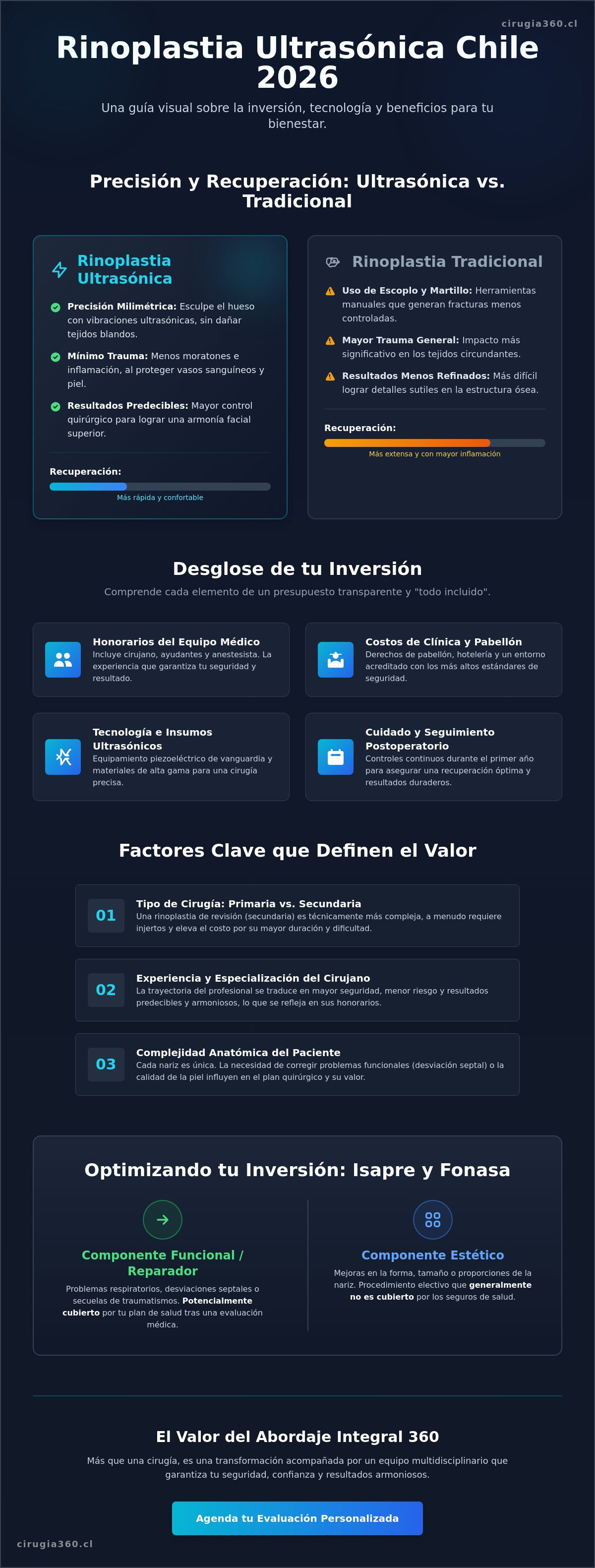 Infografia de Precio de la Rinoplastia Ultrasónica en Chile 2026: Guía Completa de Inversión y Factores