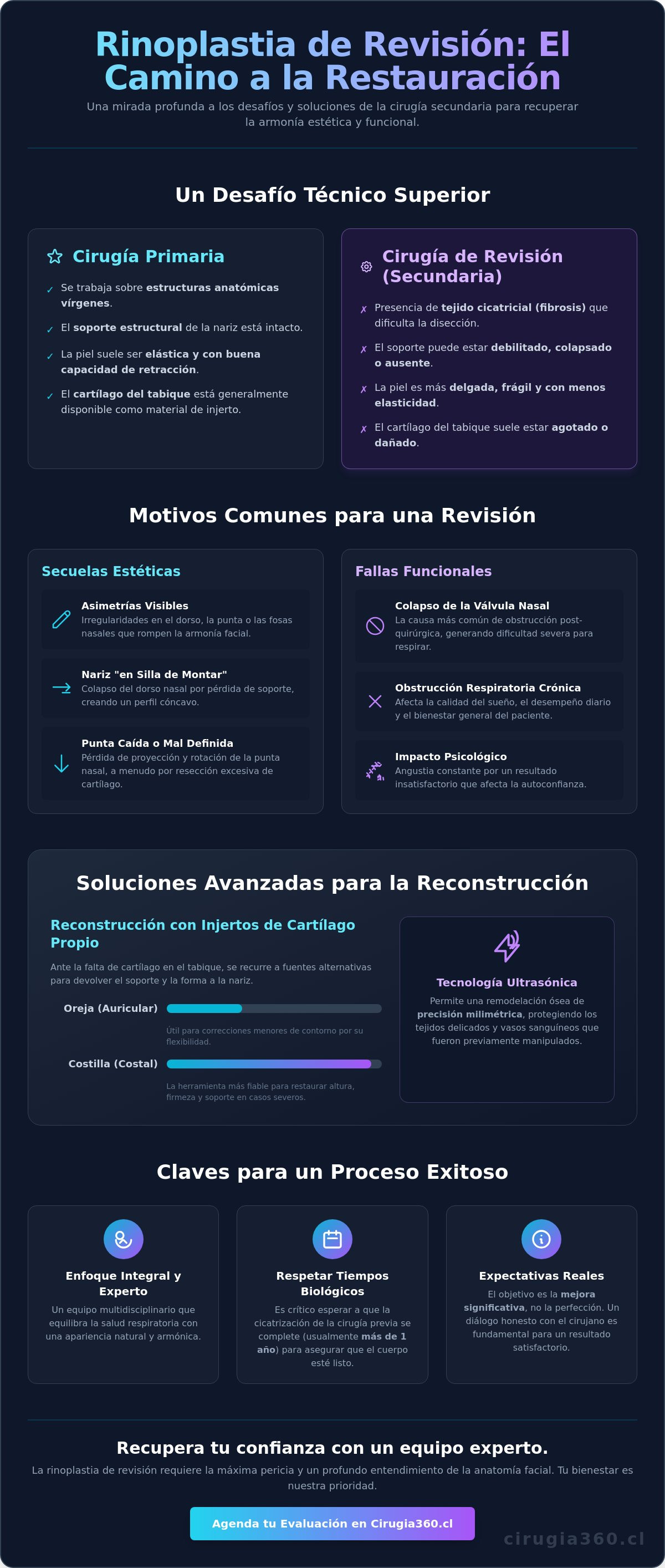 Infografia de Rinoplastia de Revisión en Chile: Guía para Corregir y Restaurar la Armonía Nasal en 2026