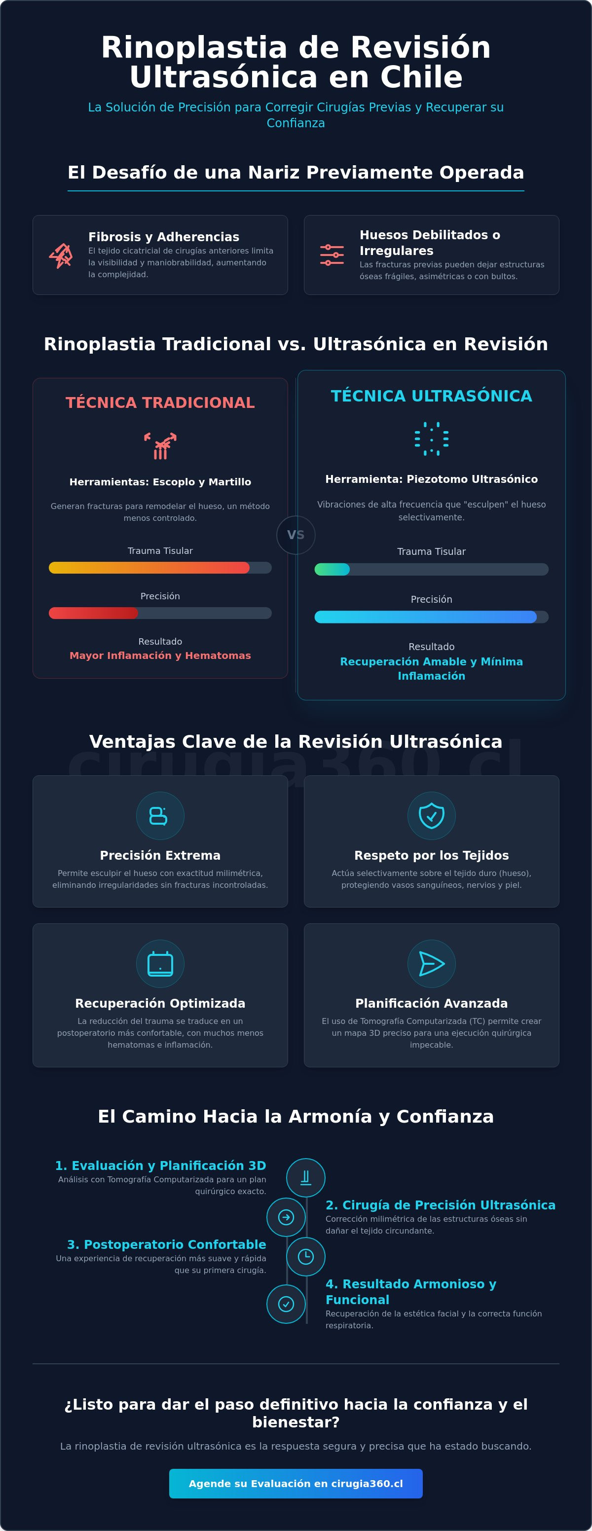 Infografia de Rinoplastia de Revisión Ultrasónica en Chile: Precisión Avanzada para Resultados Definitivos