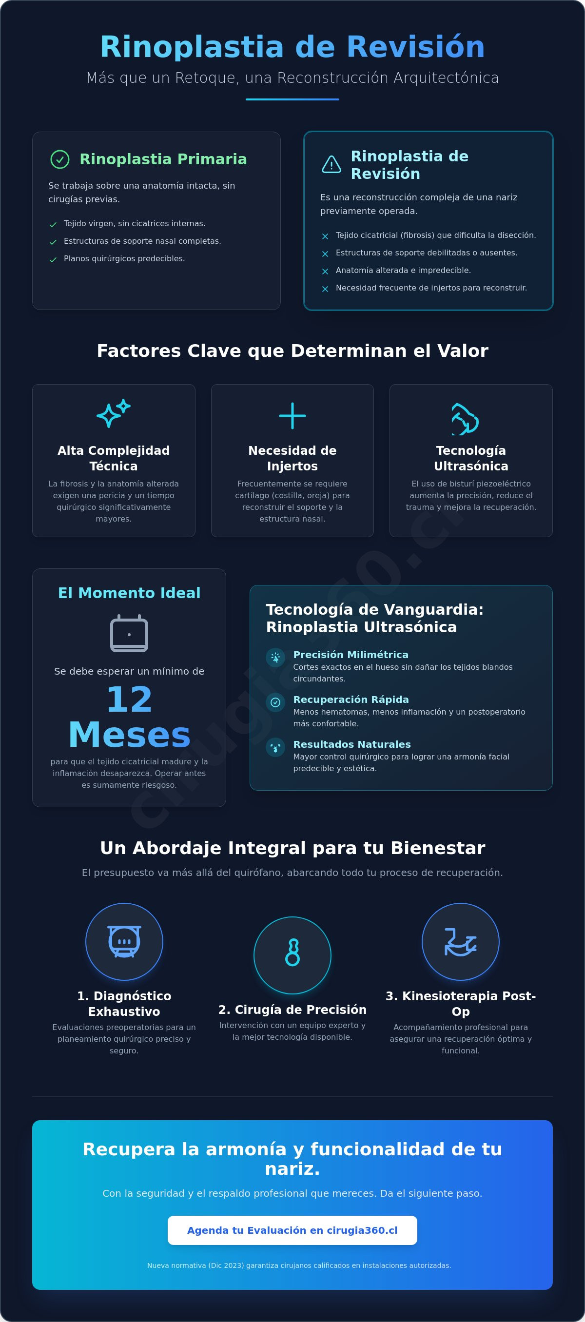 Infografia de ¿Cuánto cuesta una segunda rinoplastia en Chile? Guía de costos y factores 2026