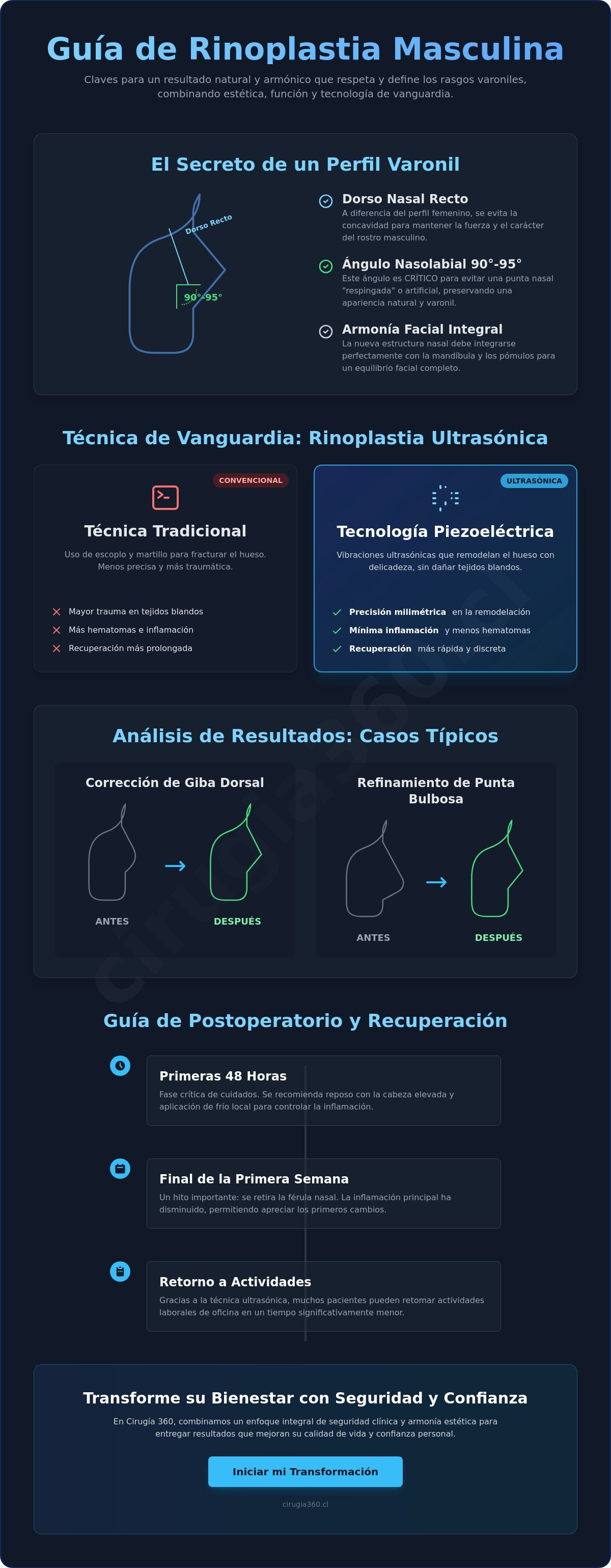 Infografia de Rinoplastia Antes y Después en Hombres: Guía de Resultados y Tendencias en Chile 2026