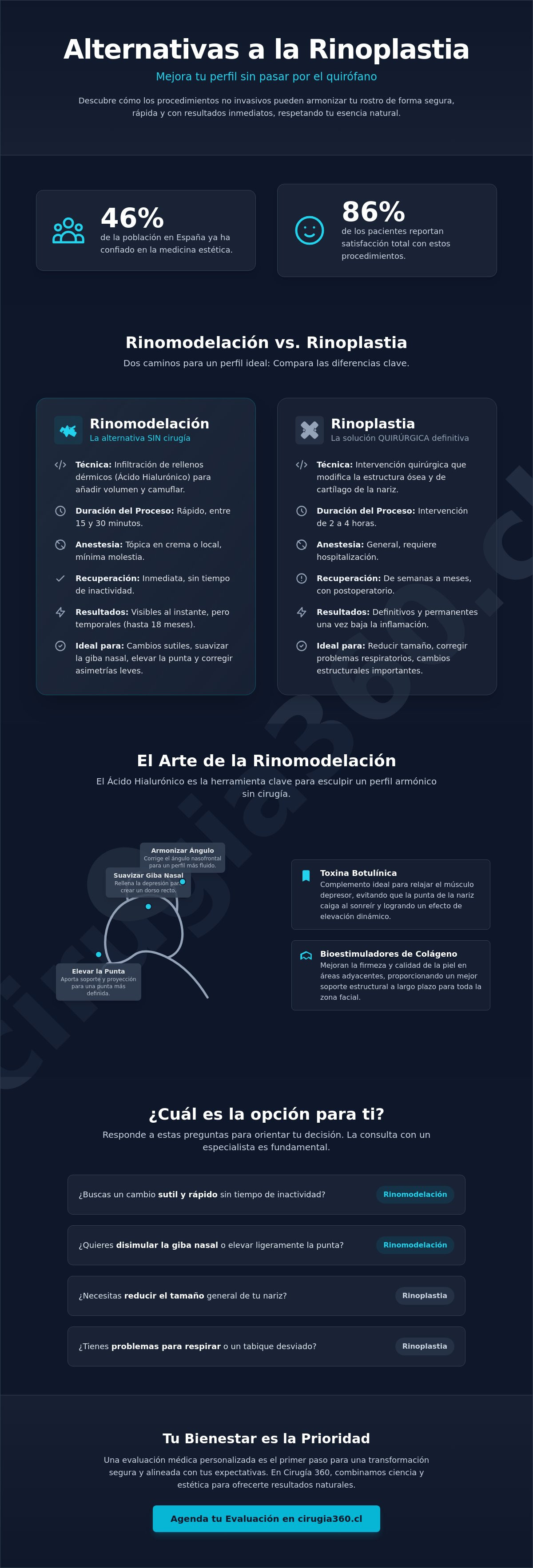 Infografia de Alternativas a la rinoplastia quirúrgica: Guía para armonizar tu perfil sin quirófano