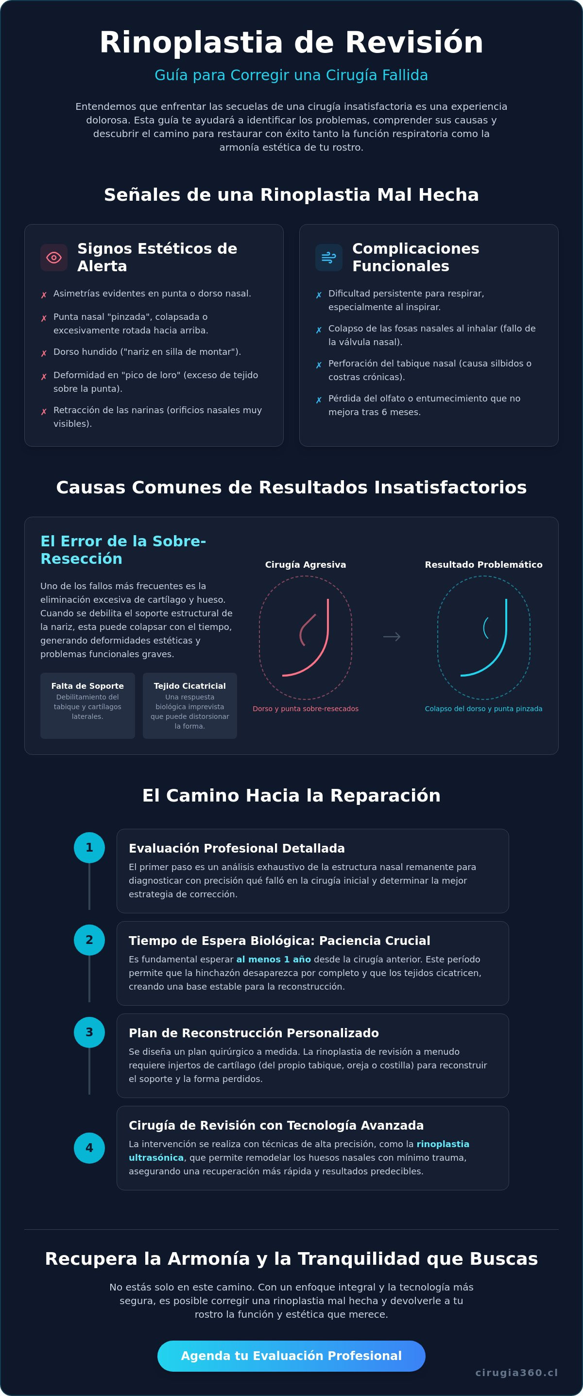 Infografia de Corregir una rinoplastia mal hecha: Guía sobre Rinoplastia de Revisión 2026
