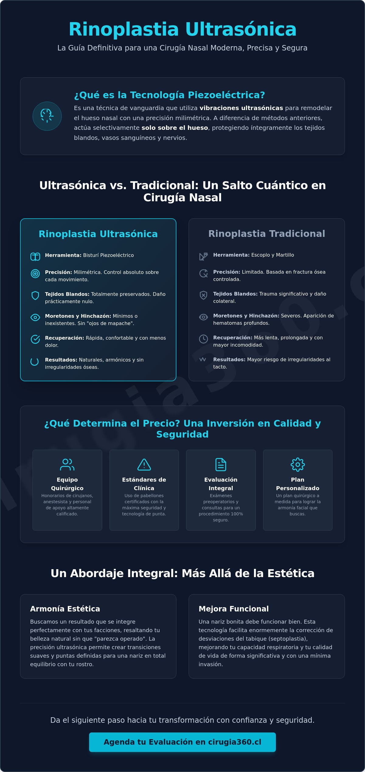 Infografia de Rinoplastia Ultrasónica Precio en Chile: Guía Completa 2026