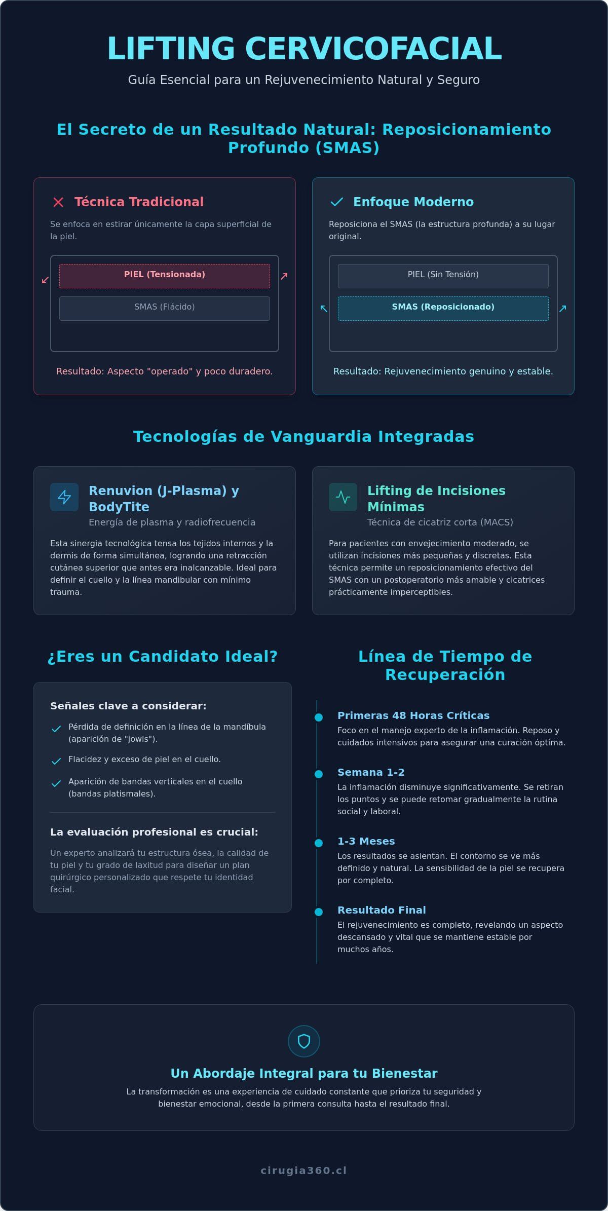Infografia de Lifting Cervicofacial en Chile: Guía Completa de Rejuvenecimiento 2026