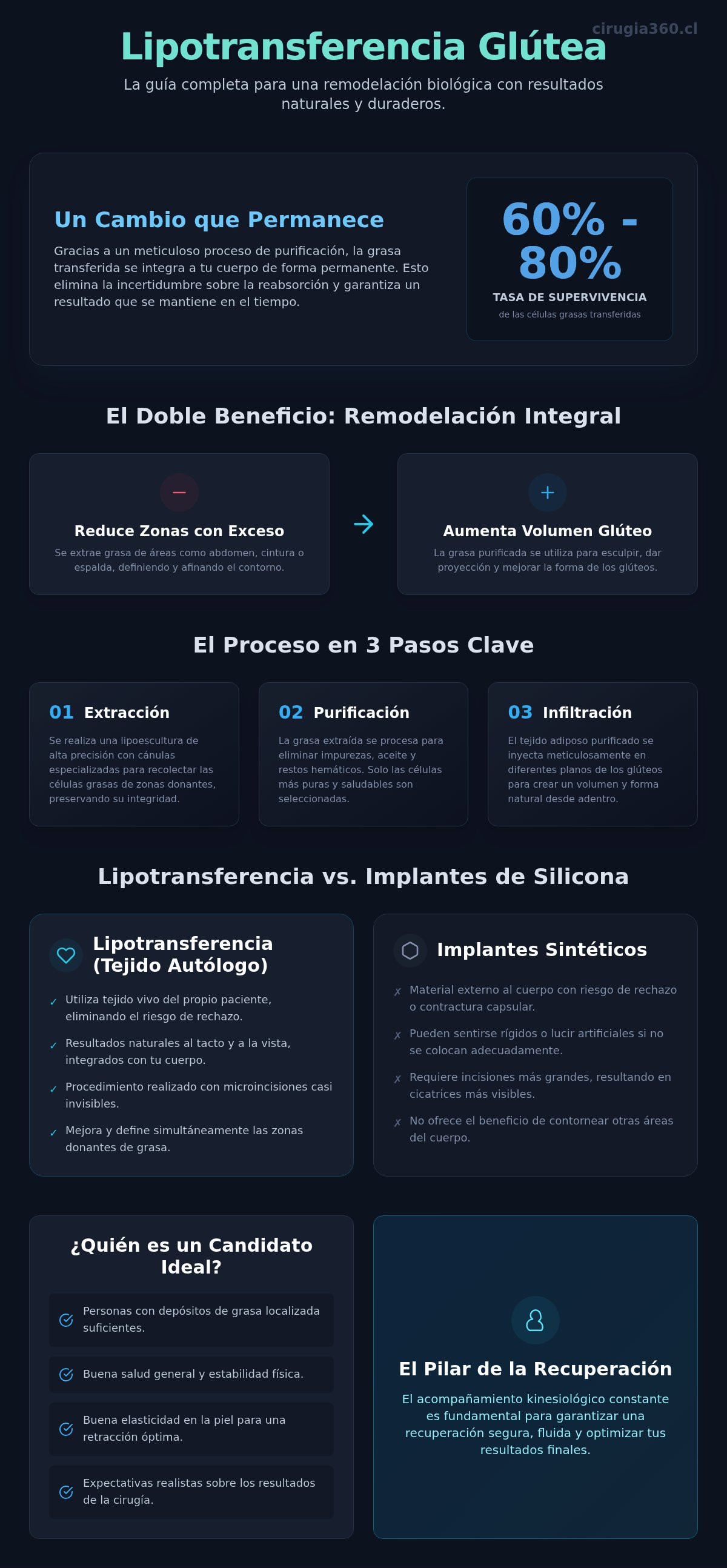 Infografia de Lipotransferencia Glútea en Chile: Guía Completa de Remodelación Natural 2026
