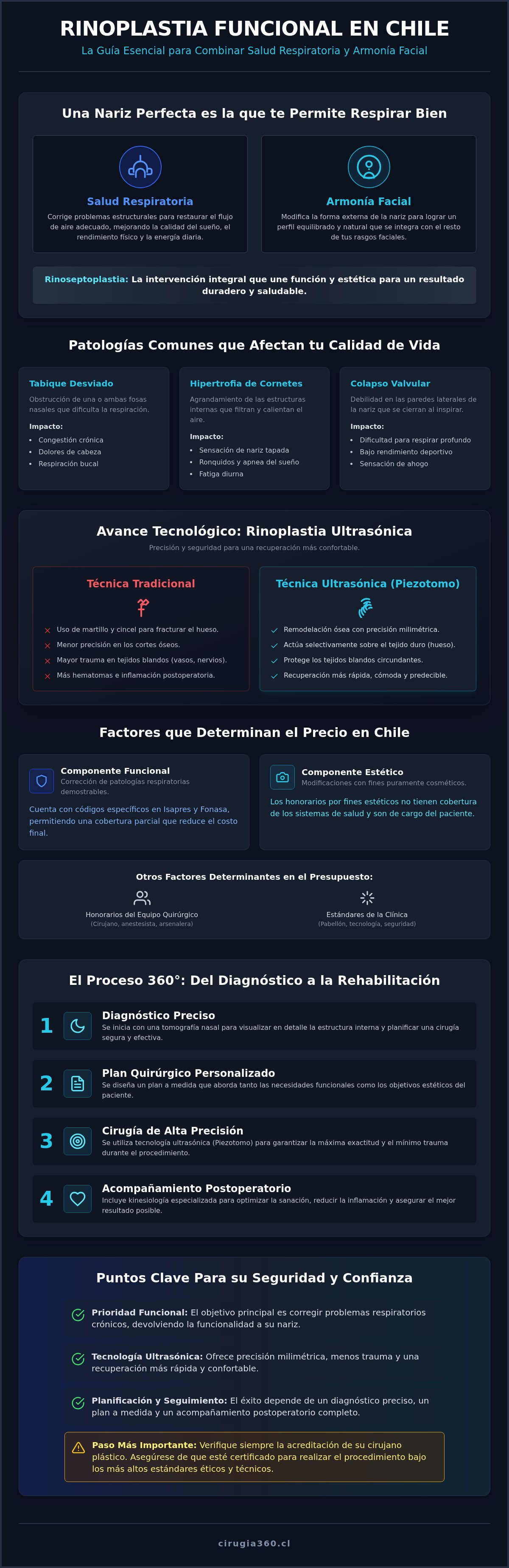 Infografia de Rinoplastia funcional en Chile: Guía de precios, factores y beneficios 2026