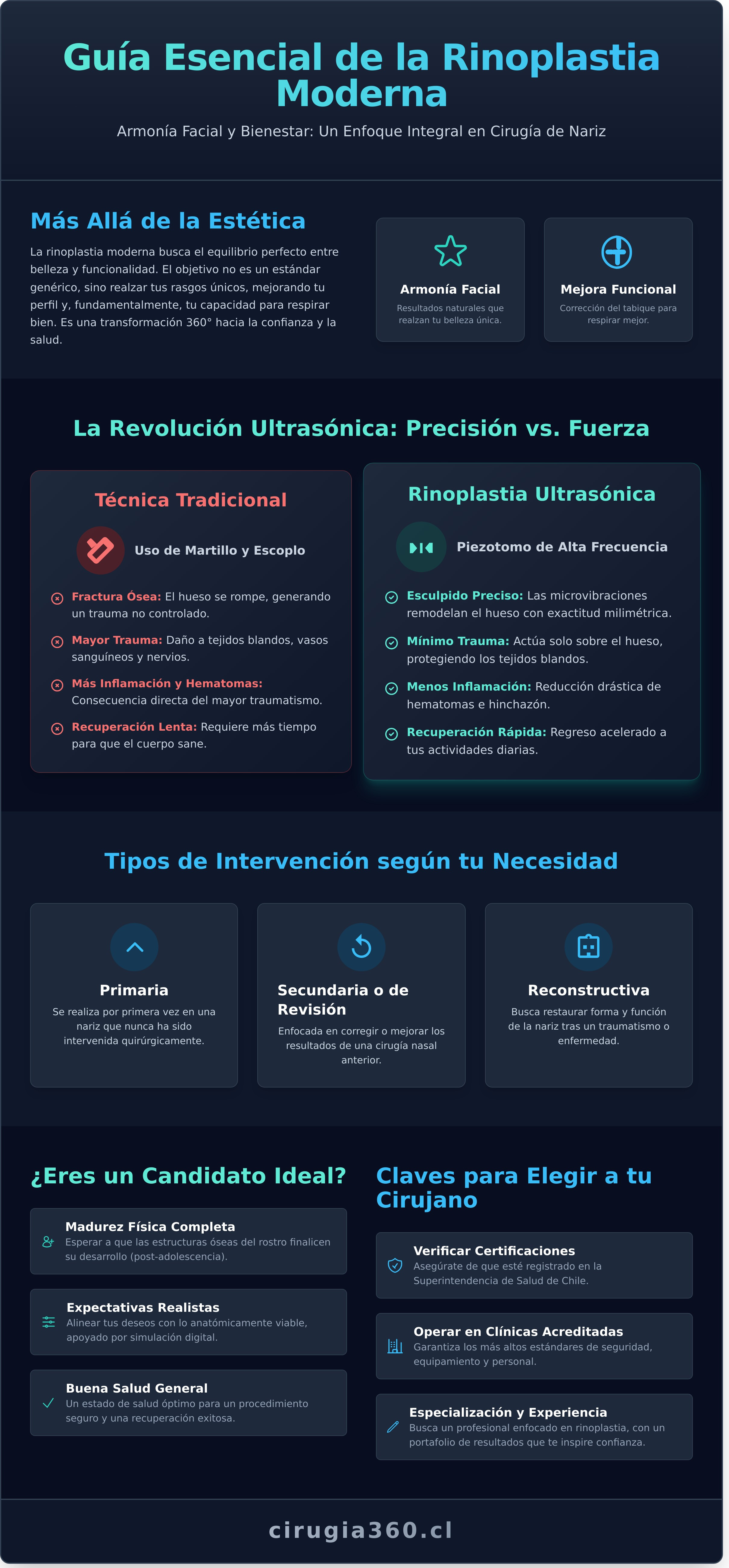 Infografia de Rinoplastia en Chile: Guía Completa sobre Cirugía de Nariz y Técnica Ultrasónica
