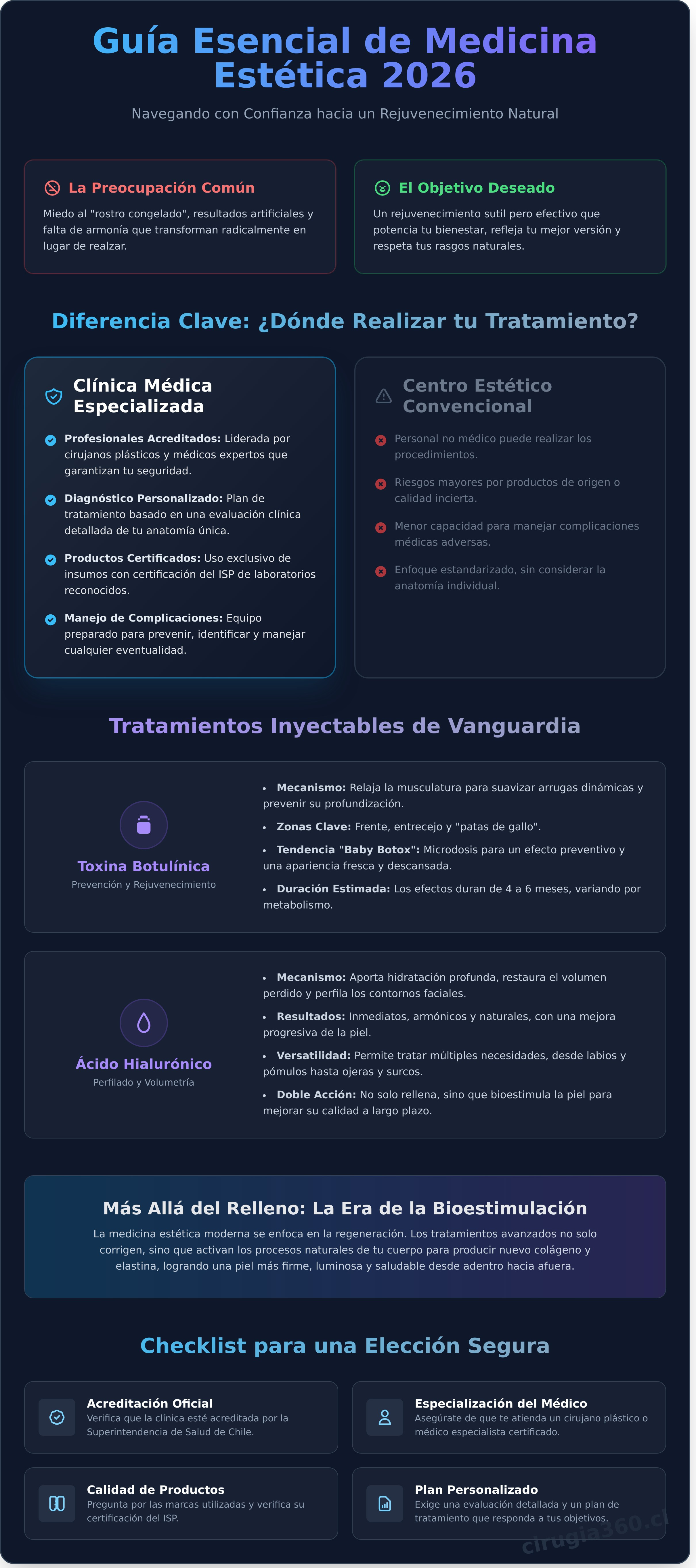 Infografia de Medicina Estética en Santiago: Guía Integral 2026 para Resultados Naturales y Seguros