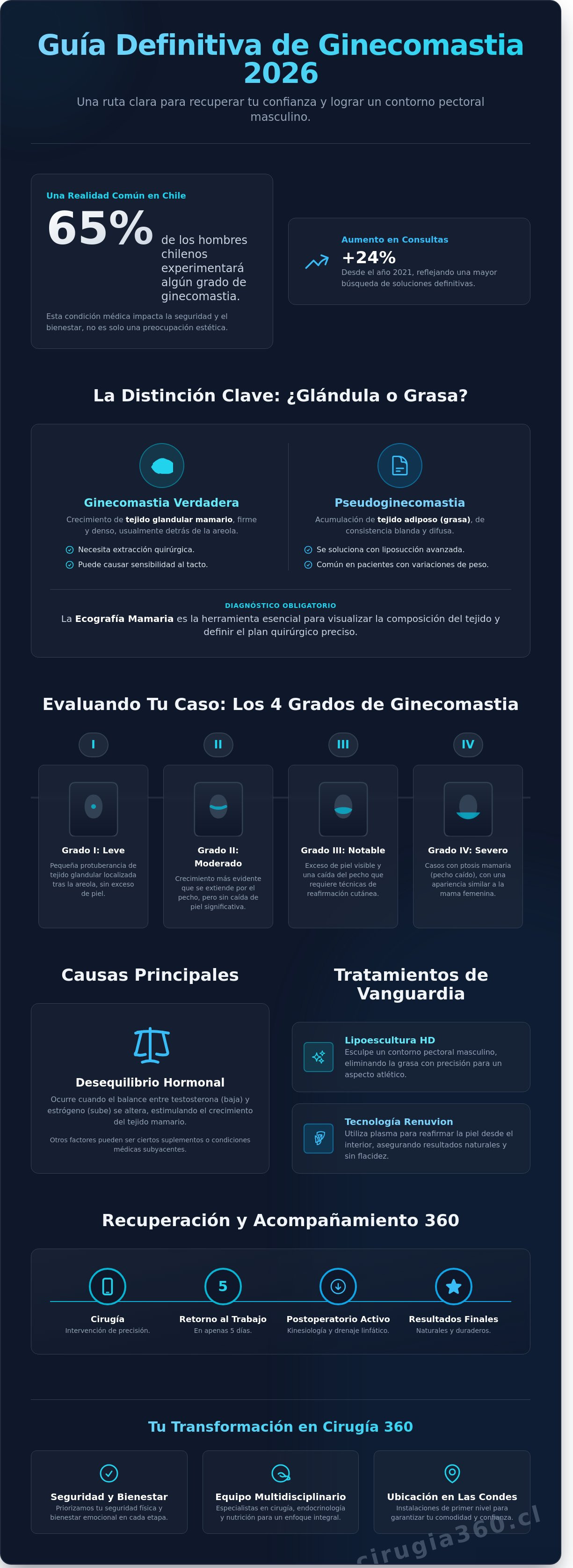 Infografia de Ginecomastia en Chile: Guía Médica Integral y Soluciones Avanzadas 2026
