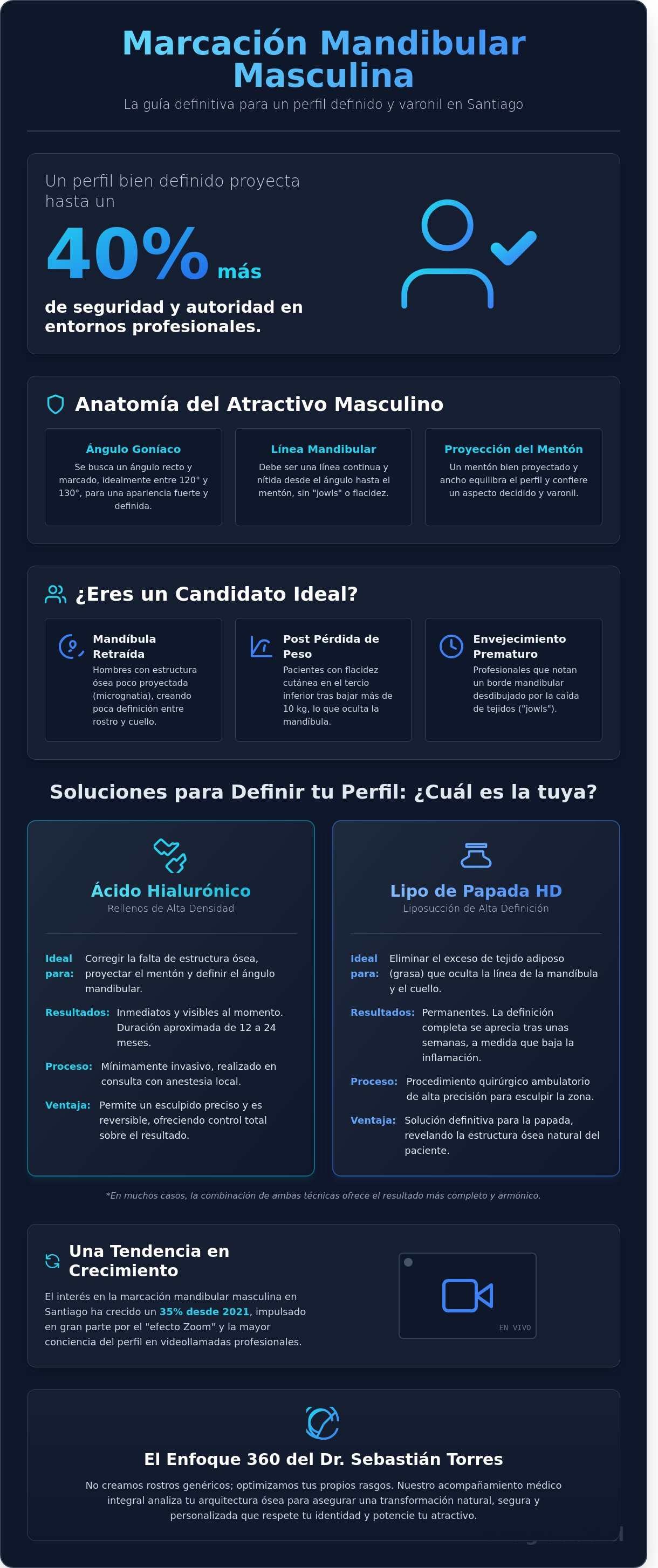 Infografia de Marcación Mandibular para Hombres en Santiago: Guía Completa 2026