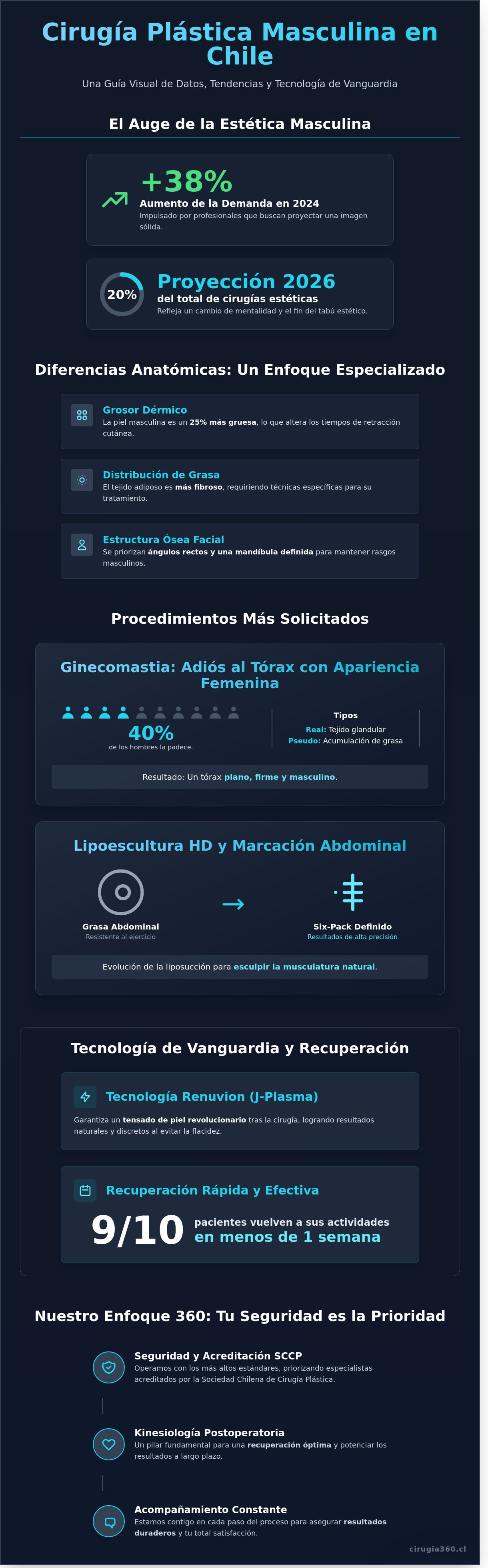 Infografia de Cirugía Plástica para Hombres en Chile: Guía Completa 2026