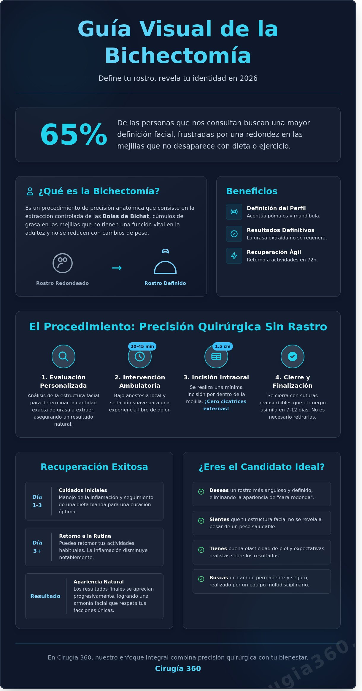 Infografia de Bichectomía en Chile: Guía Completa para Estilizar y Afinar el Rostro en 2026