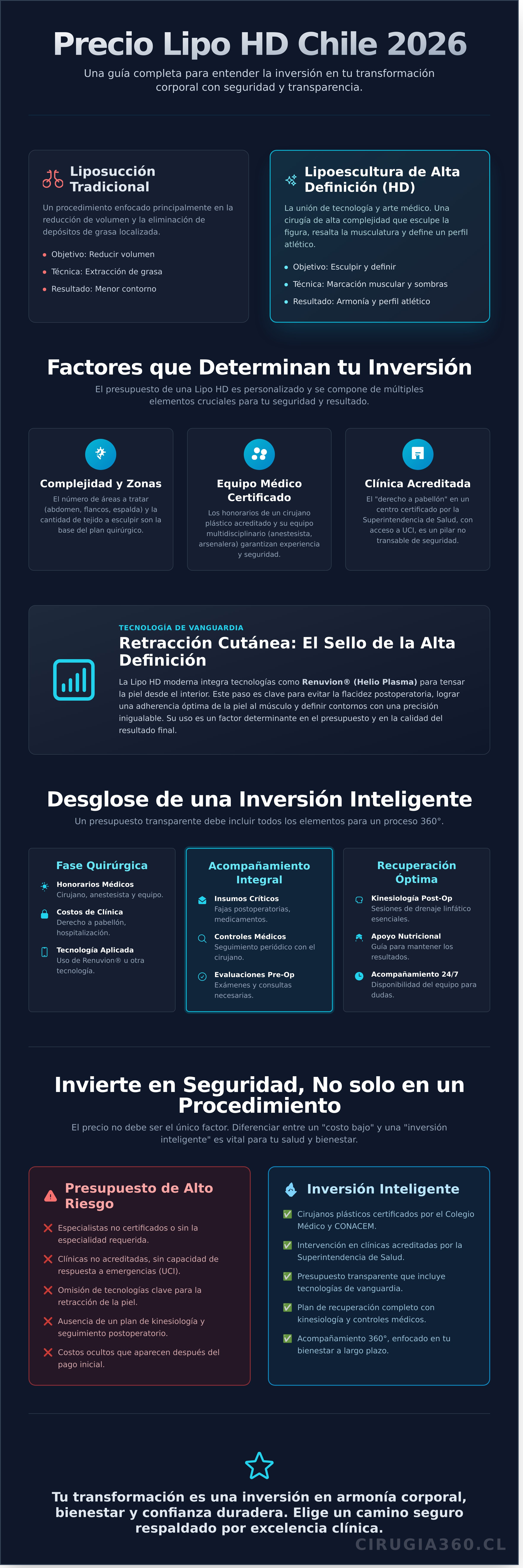 Infografia de Precio de Lipo HD en Chile 2026: Guía Completa de Costos e Inversión