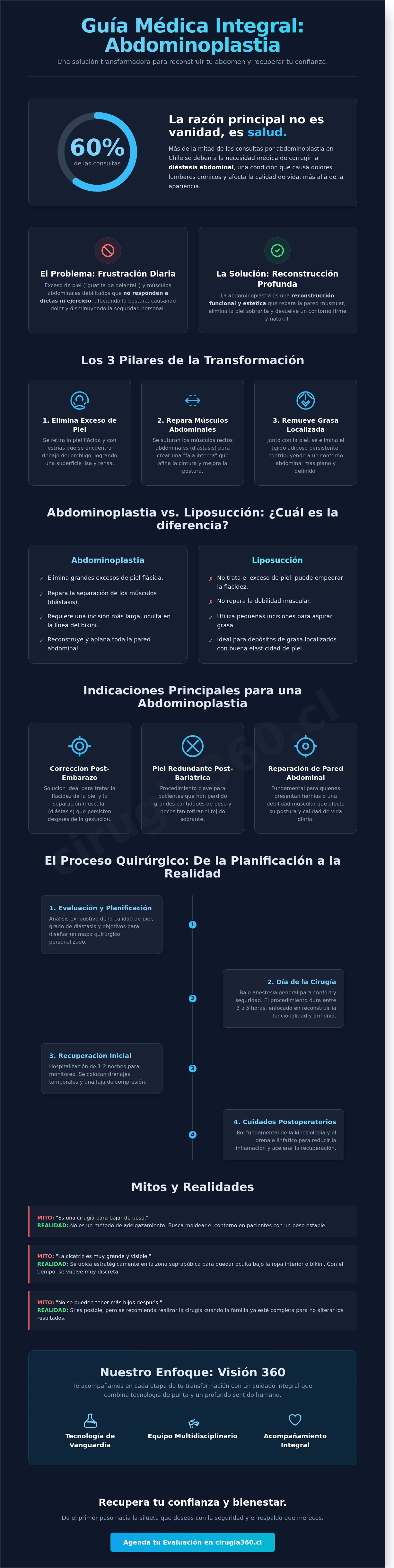 Infografia de Cirugía de Abdominoplastia en Chile: Guía Médica Integral 2026
