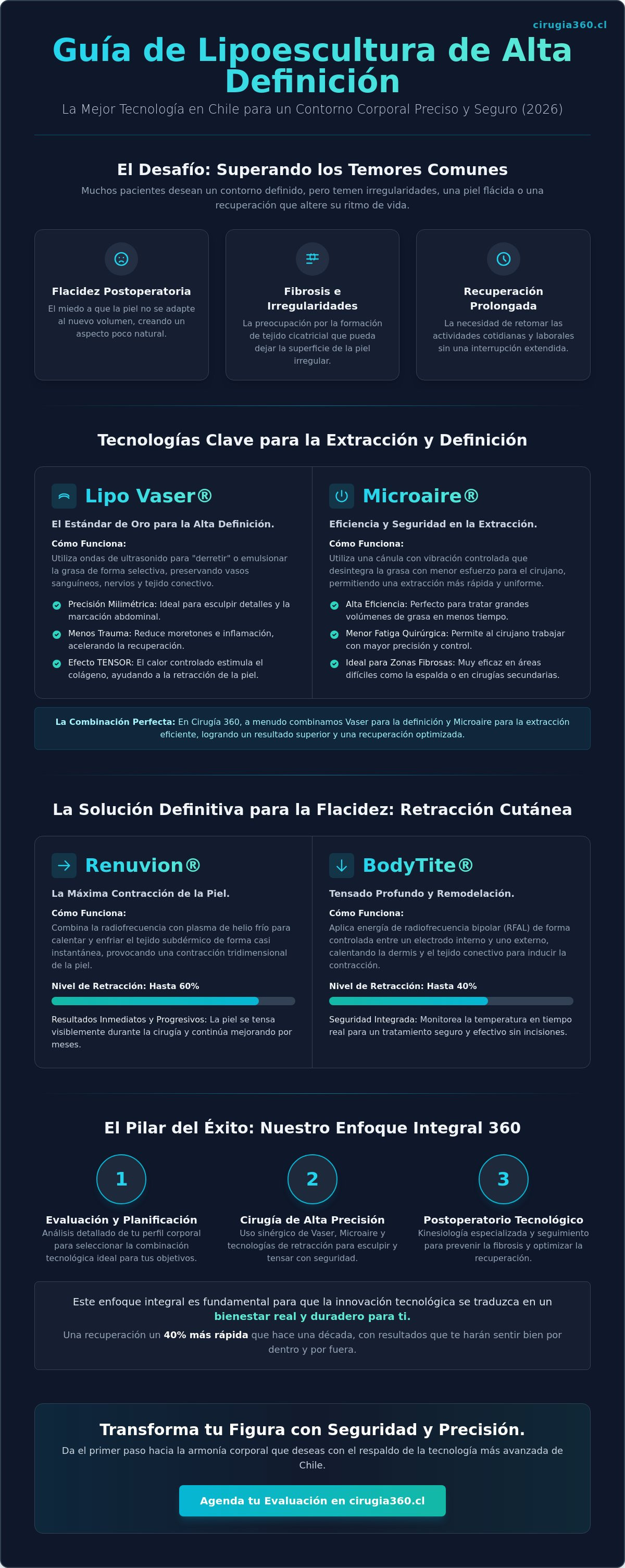Infografia de Mejor tecnología para lipoescultura en Chile: Guía avanzada 2026